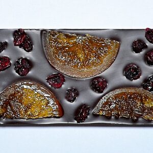 Candied orange and dry cranberries (85g), dark chocolate 70%